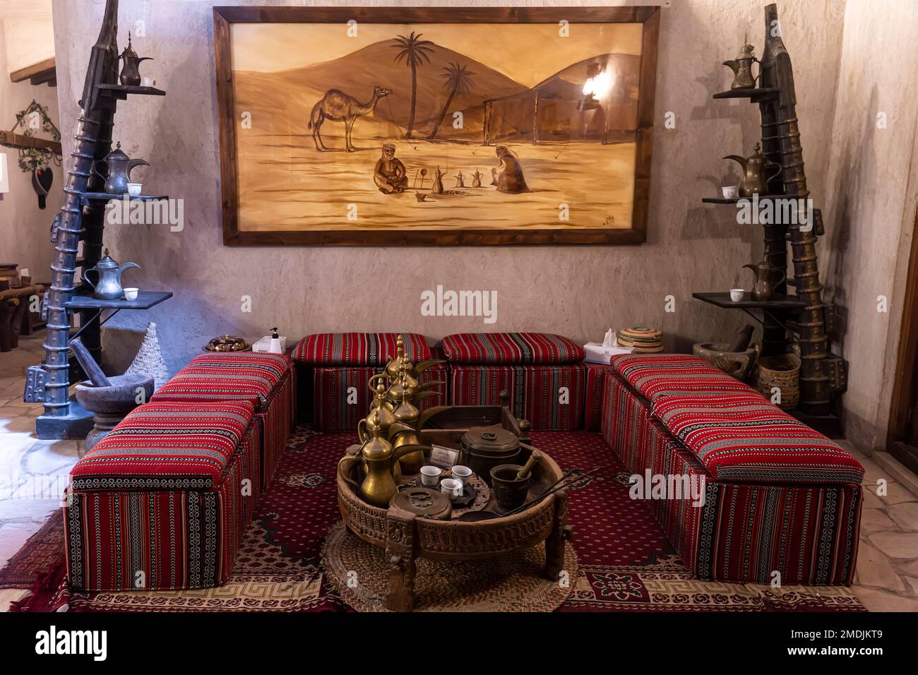 making coffee in arabic at the coffee museum. Dubai. United Arab