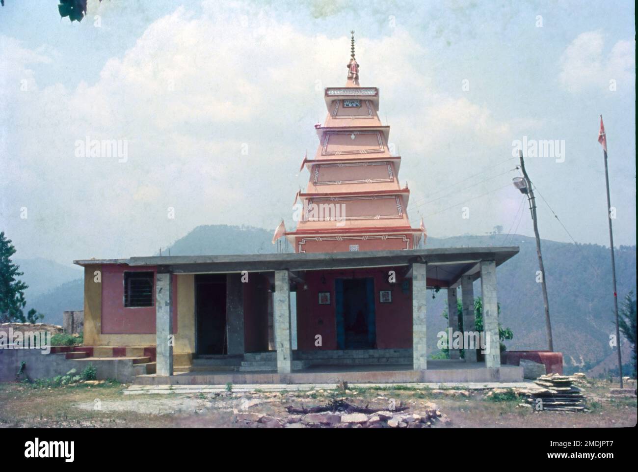 Chandika Temple in Bageshwar is located near the famous Bagnath Temple. The revered shrine is situated only 1.5 kms away from the town of Bageshwar. One has to cross the Saryu River to the reach the temple. The Chandika Devi temple is dedicated to the Hindu goddess Chandika Mai also known as Kali. Stock Photo