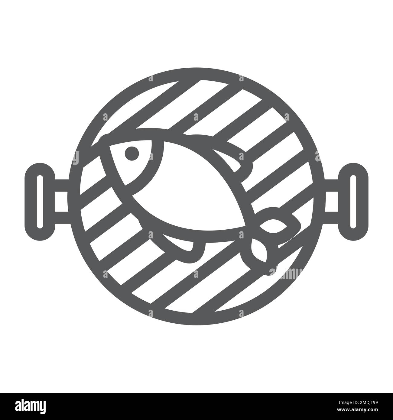 Fish grill line icon, food and sea, barbecue sign, vector graphics, a