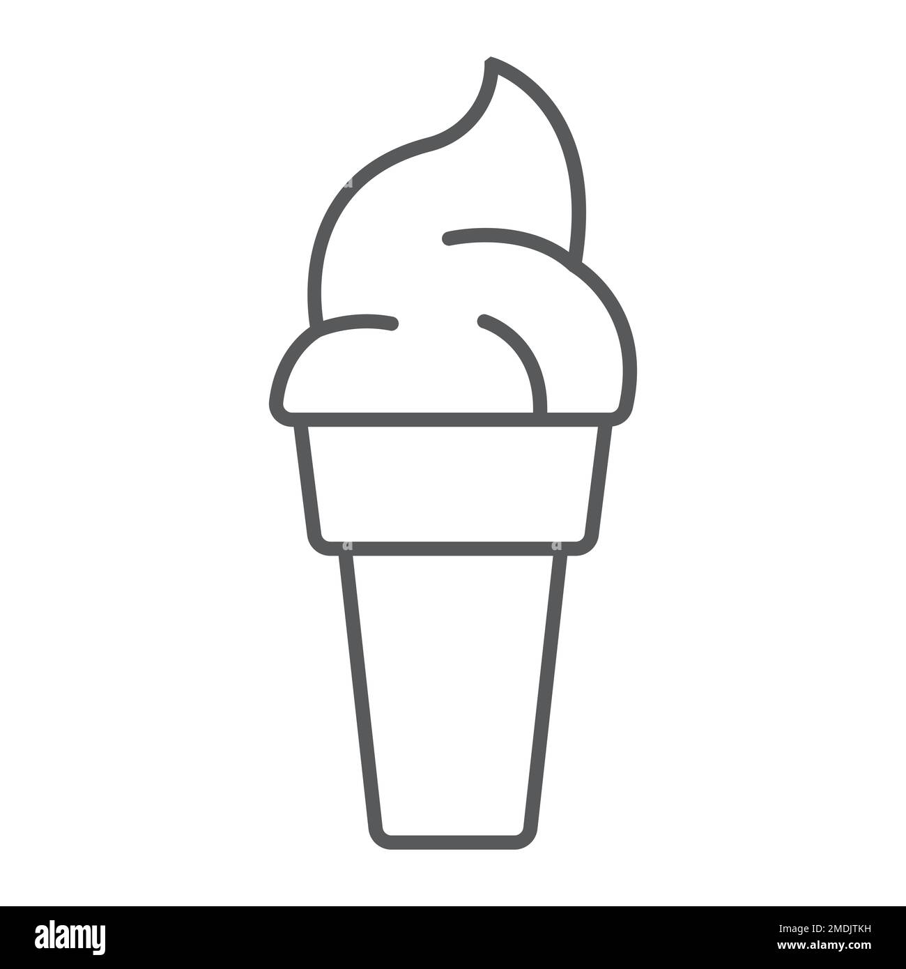 Ice cream thin line icon, food and dessert, sweet sign, vector graphics ...