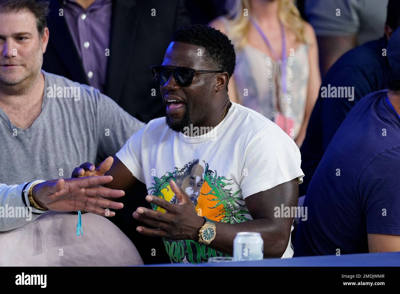 Actor Kevin Hart looks on during the second half of an NFL