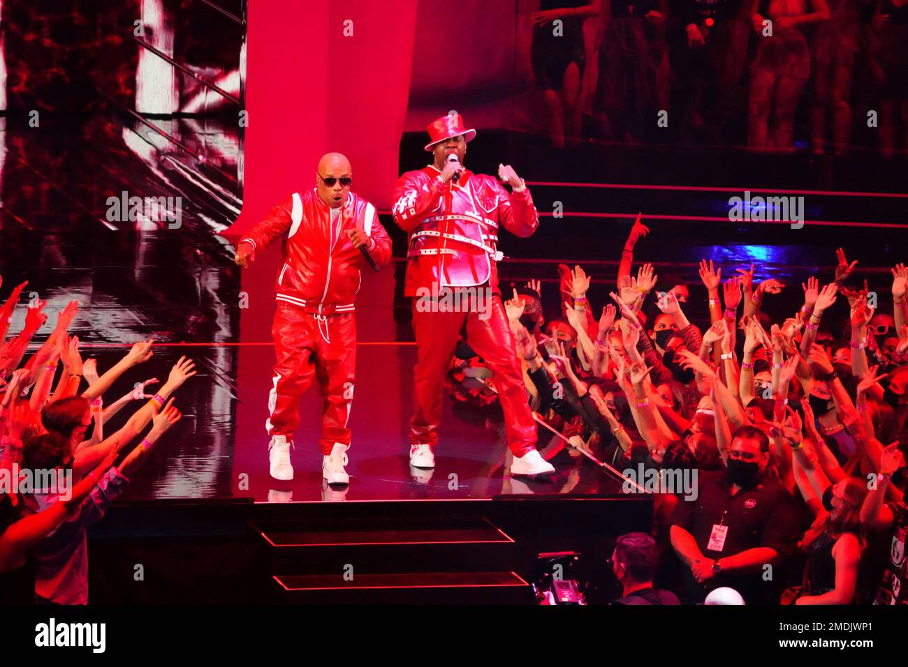 Spliff Star, left, and Busta Rhymes perform at the MTV Video Music