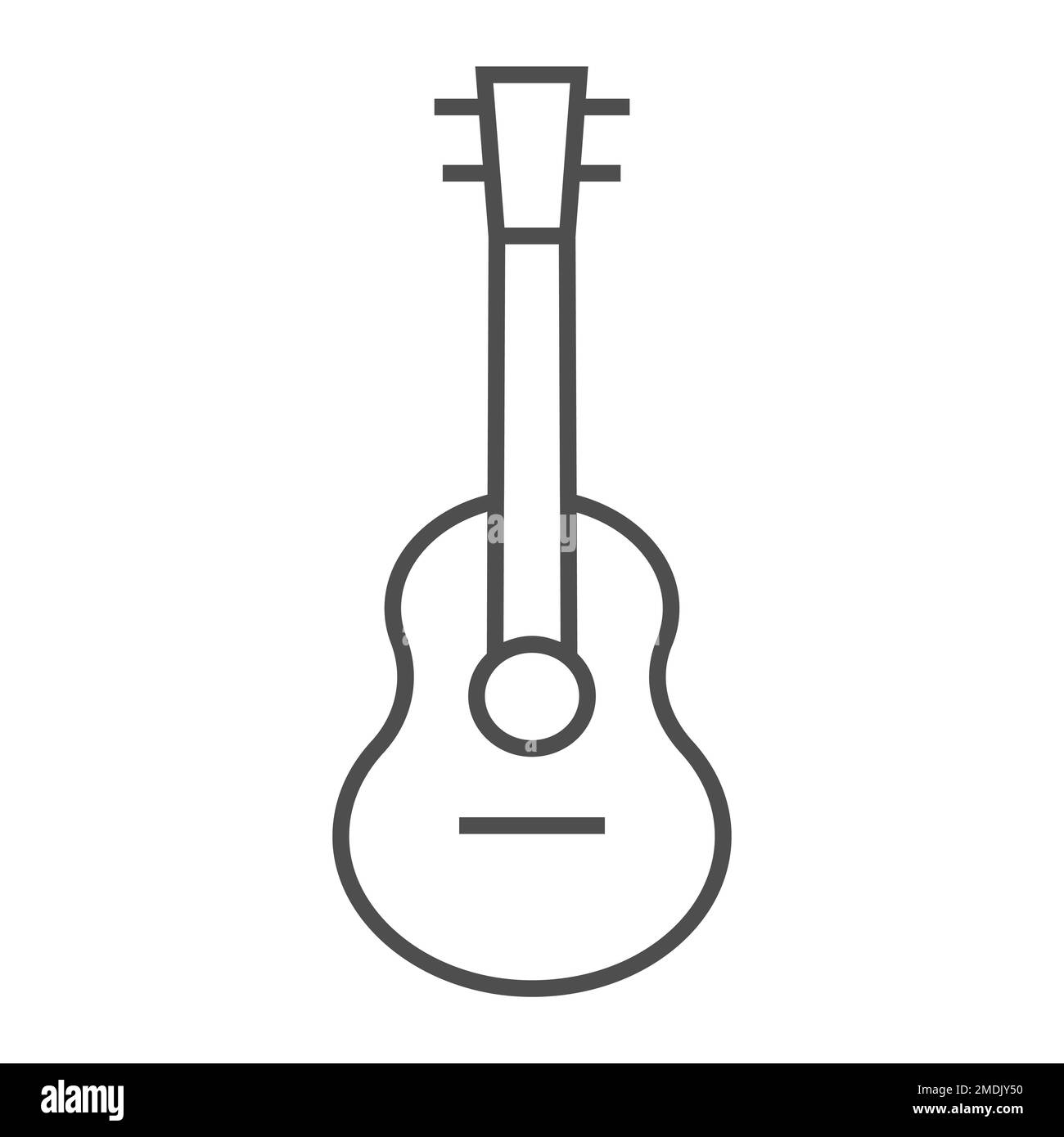 Acoustic guitar thin line icon, music and string, instrument sign