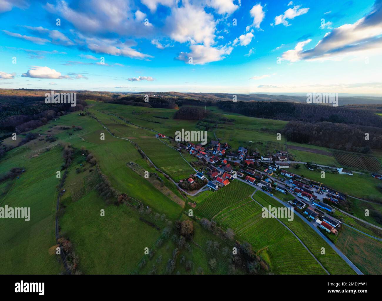 An aerial view of a village in rural landscape Stock Photo - Alamy