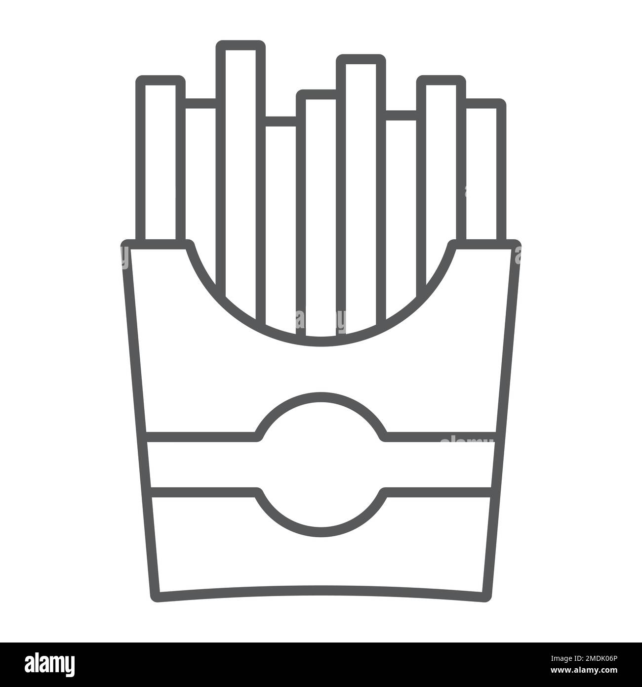 French fries thin line icon, snack and food, potato sign, vector ...