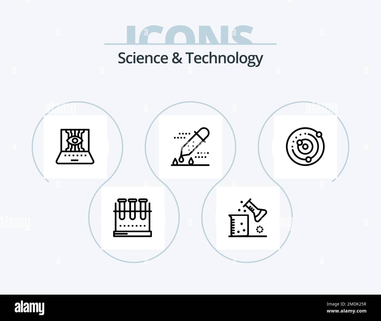 Science And Technology Line Icon Pack 5 Icon Design. sample flask