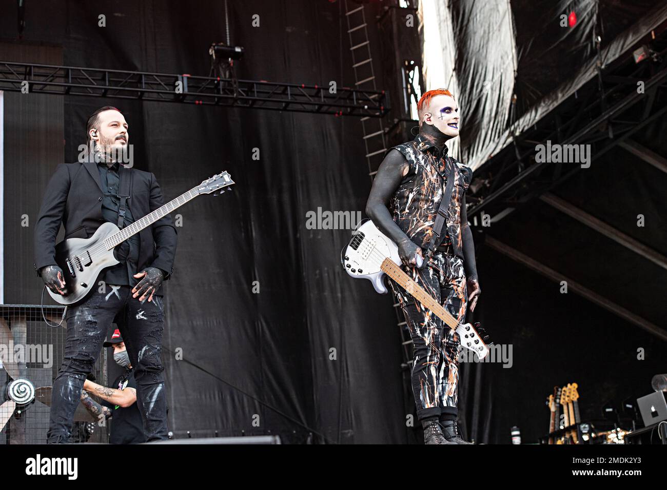 Ryan Sitkowski, left, and Chris "Motionless" Cerulli of Motionless in White perform at