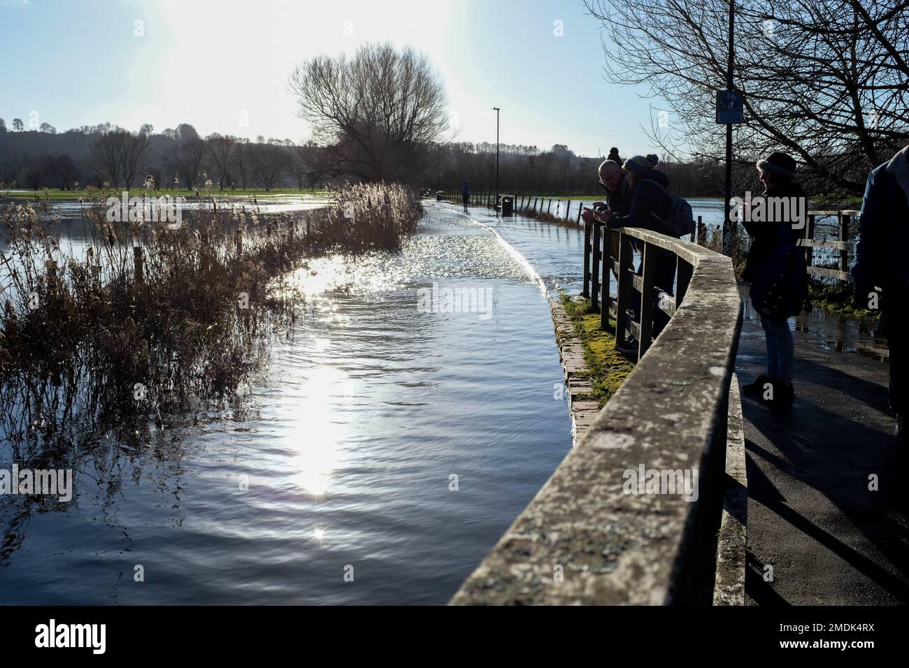 Salisbury Town Path floods after January rain in 2023. Stock Photo