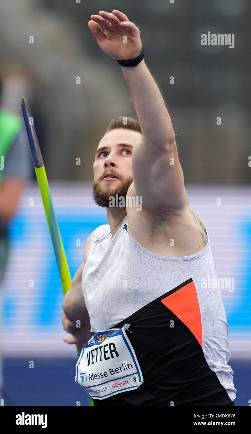 Germany's Johannes Vetter competes in the javelin throw during the