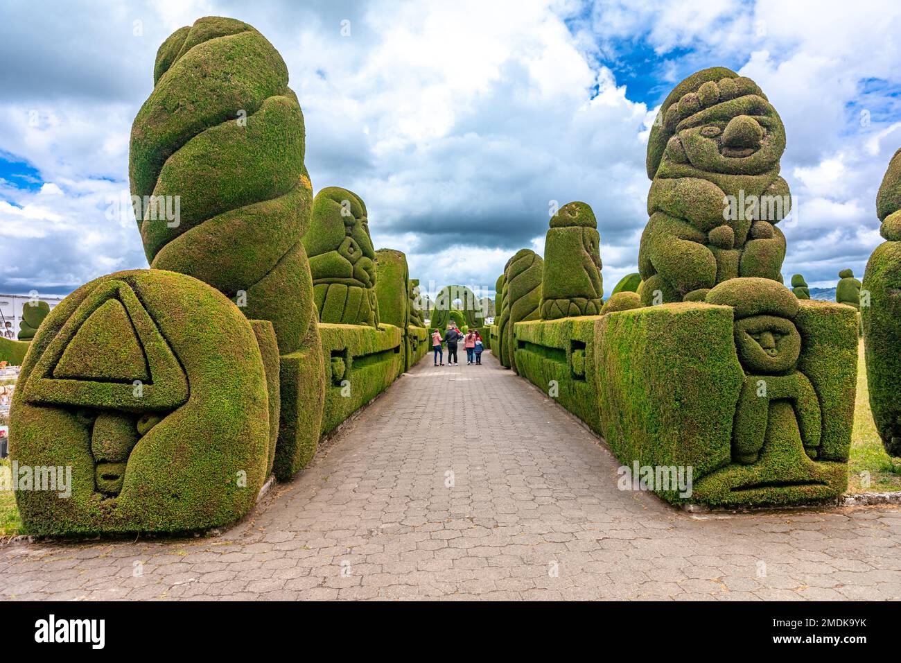 Tulcan, Ecuador - October 8, 2022: cemetery with green sculptures made of plants Stock Photo