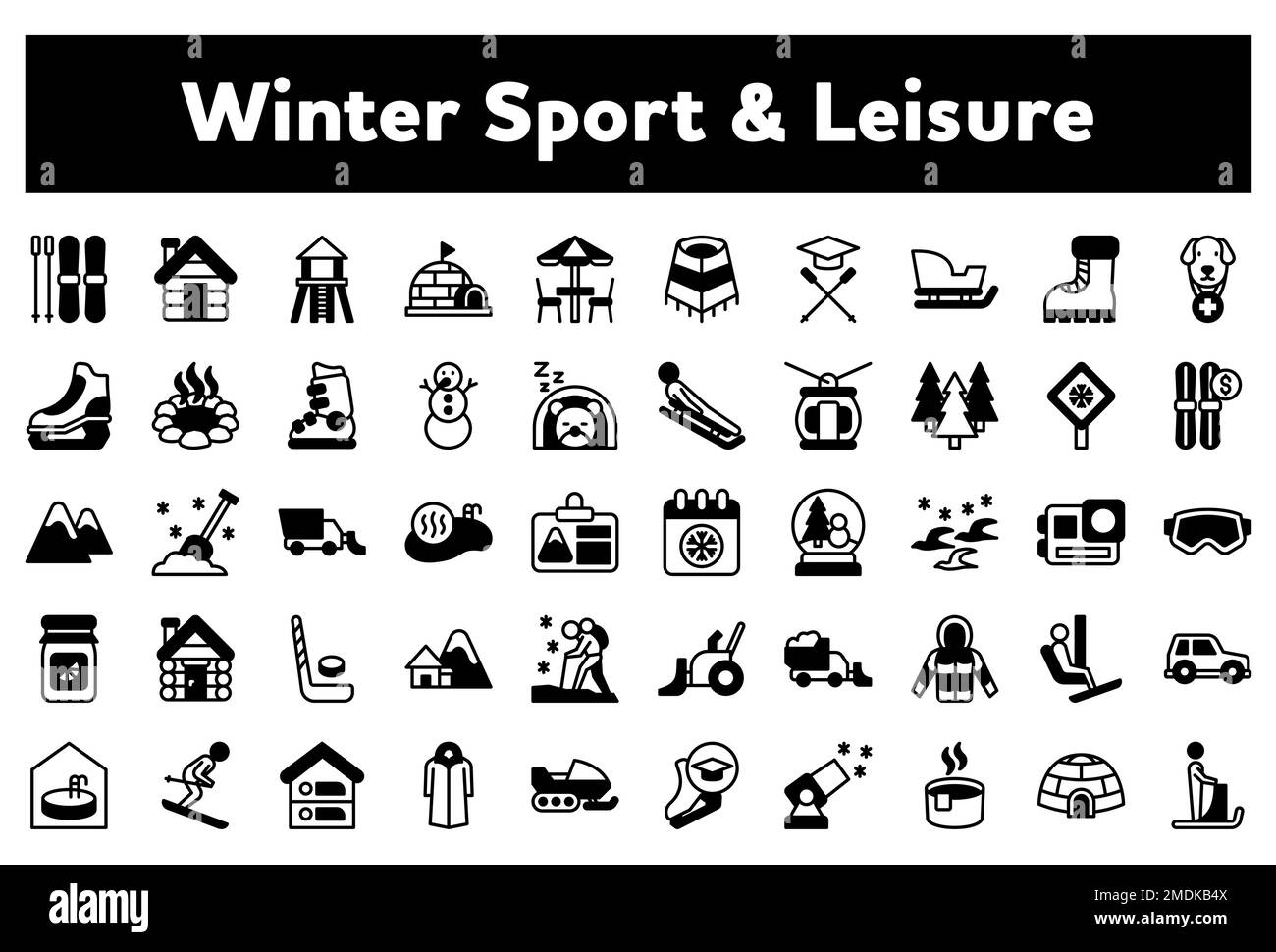 A vector illustration of a pack of "Winter sports" related icons ...