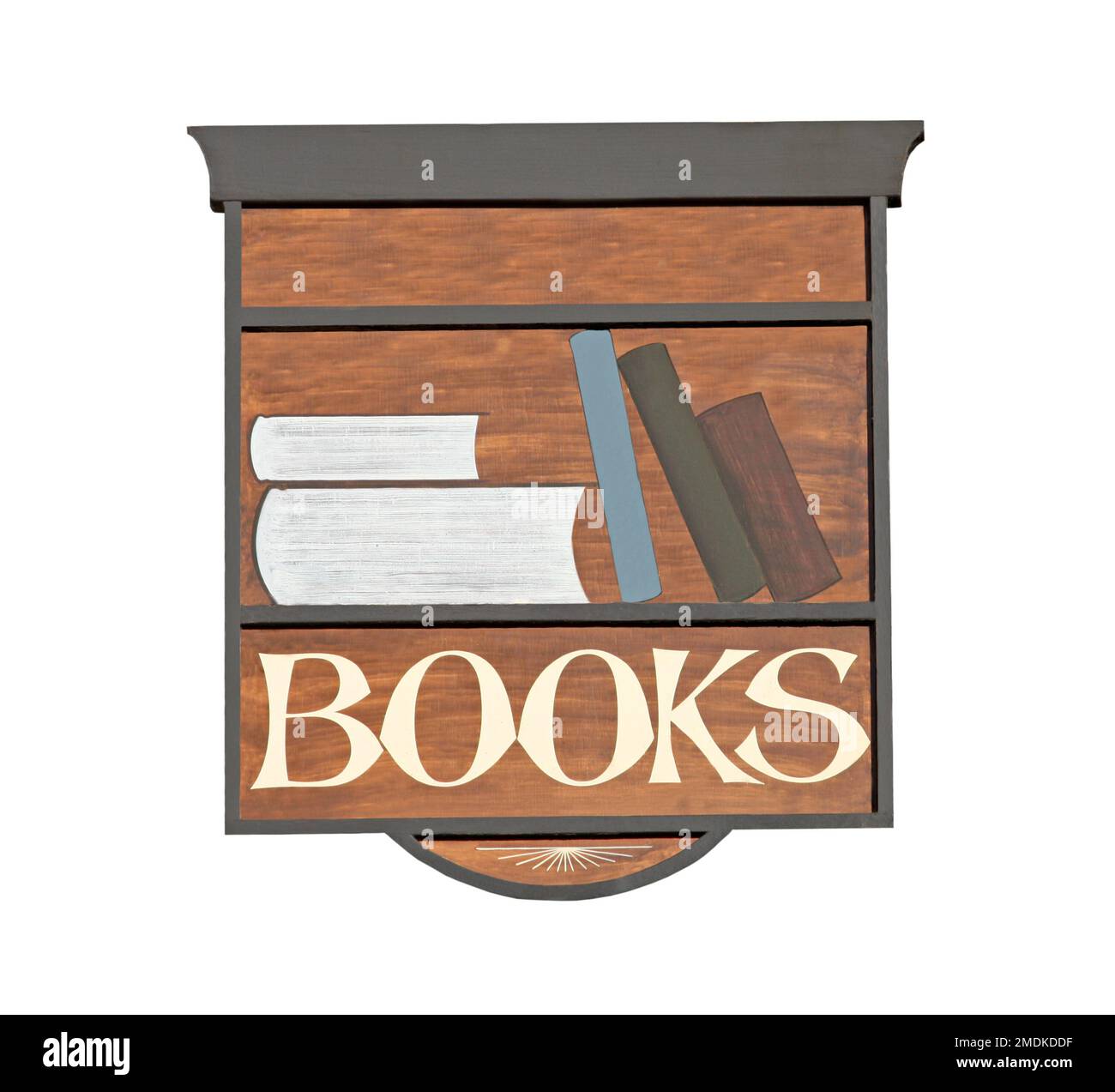 A Wooden Notice Sign for a Book Shop. Stock Photo