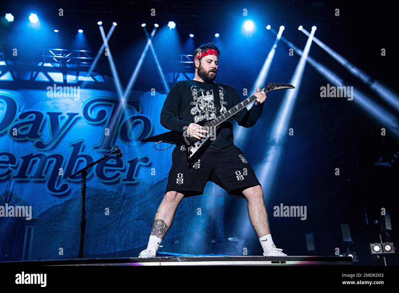 Kevin Skaff of A Day to Remember performs at Inkcarceration Music and Tattoo  Festival on Saturday, Sept. 11, 2021, at Ohio State Reformatory in  Mansfield, Ohio. (Photo by Amy Harris/Invision/AP Stock Photo -