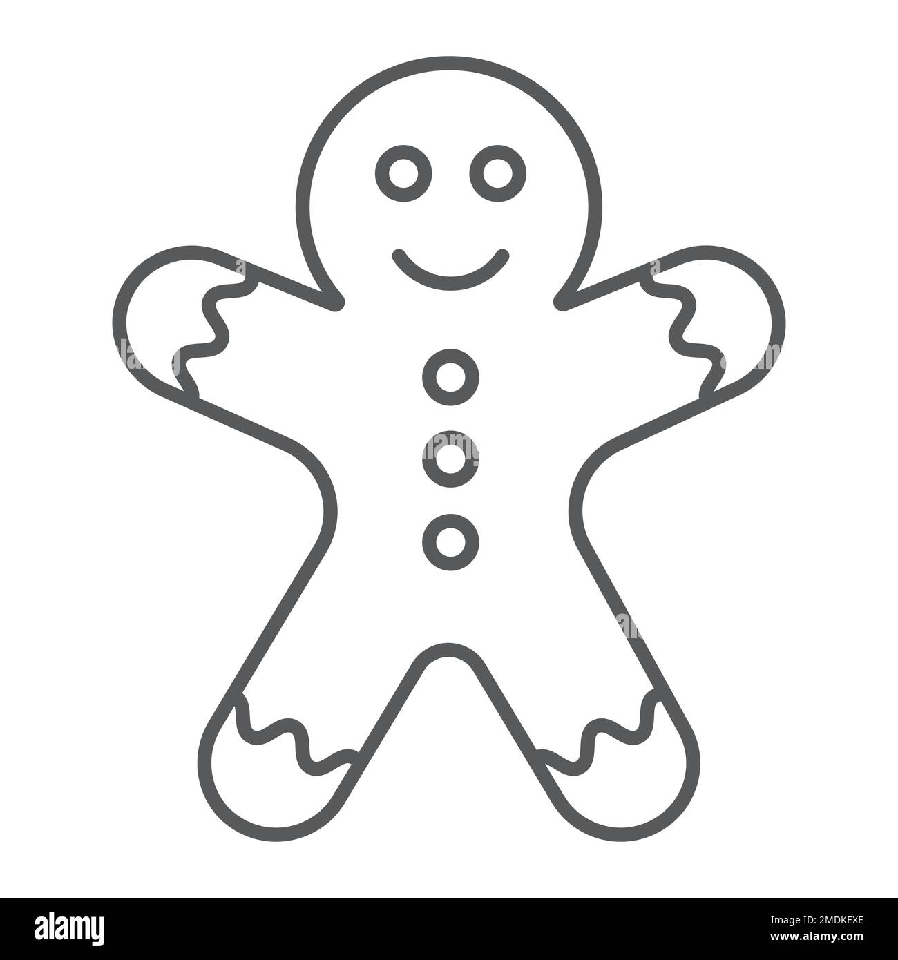 Gingerbread man thin line icon, christmas and sweet, cookie sign ...