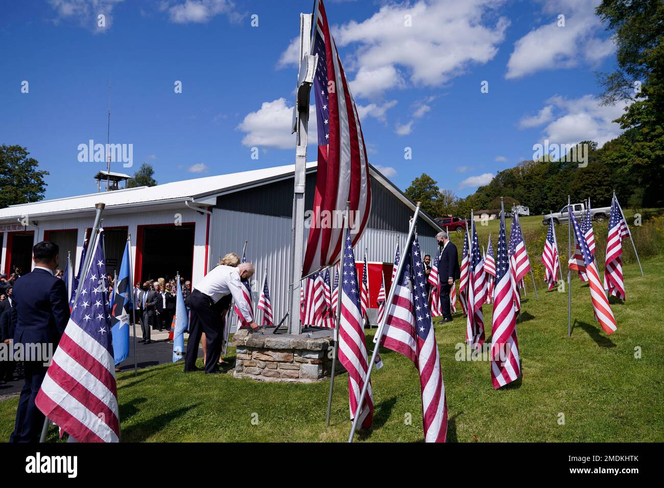 President Joe Biden and first lady Jill Biden visit a cross made of