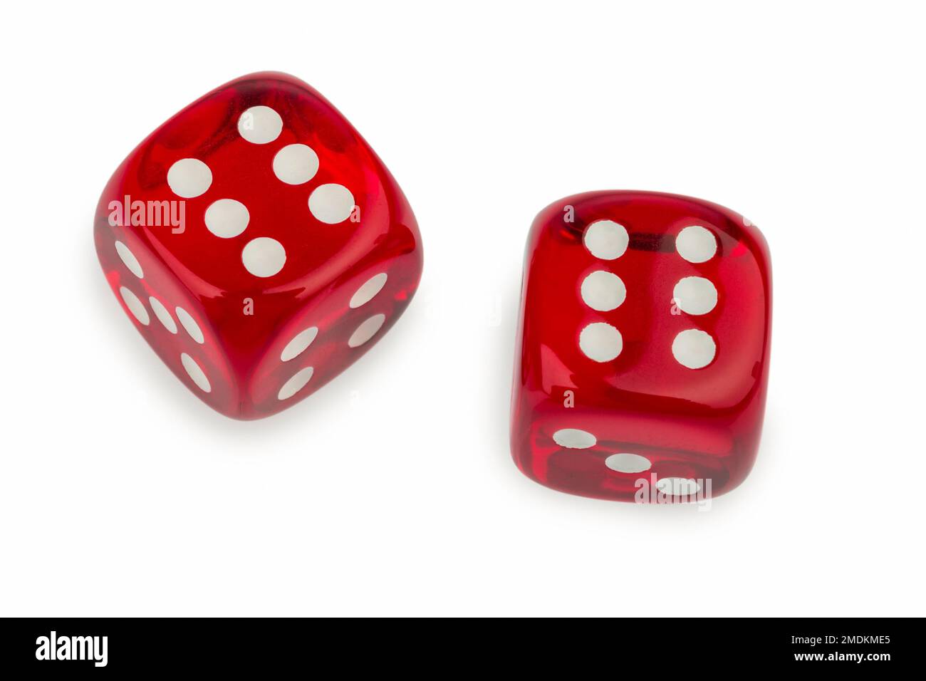 two red dices showing the six Stock Photo - Alamy