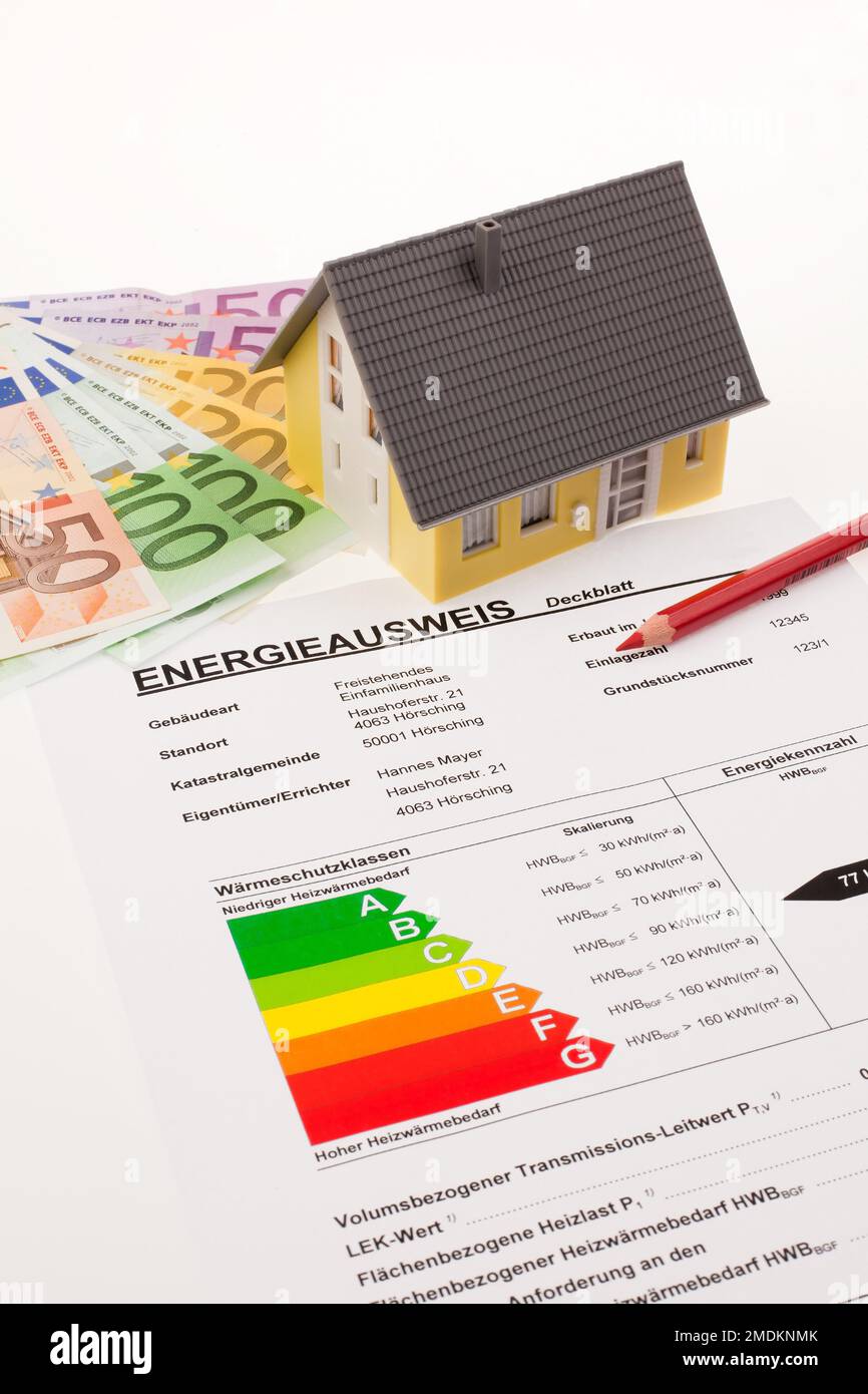 energy certificate for single-family house, composing, Austria Stock Photo