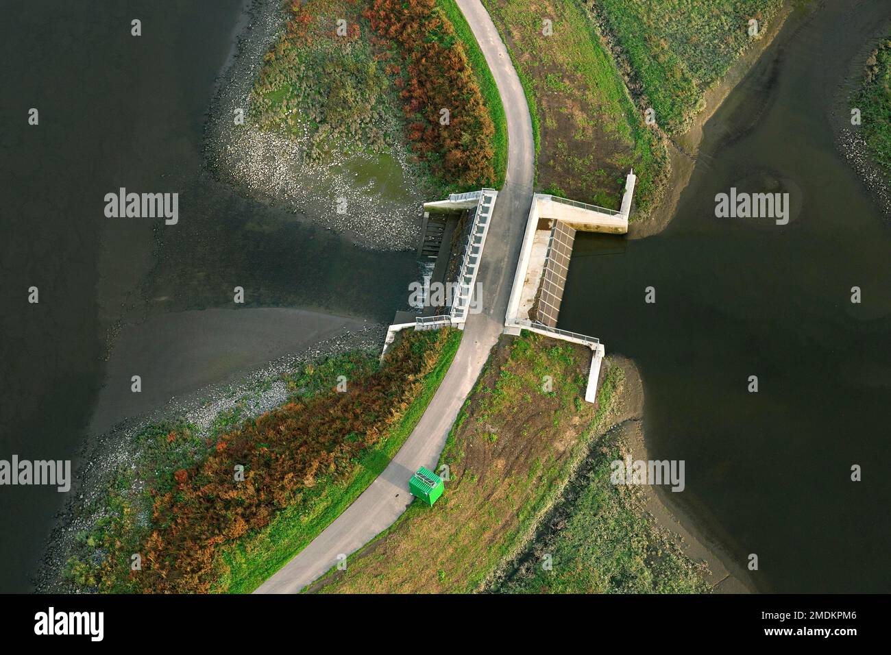 controlled flooding facility, Bergenmeersen, aerial view, Belgium, East Flanders, Uitbergen Stock Photo