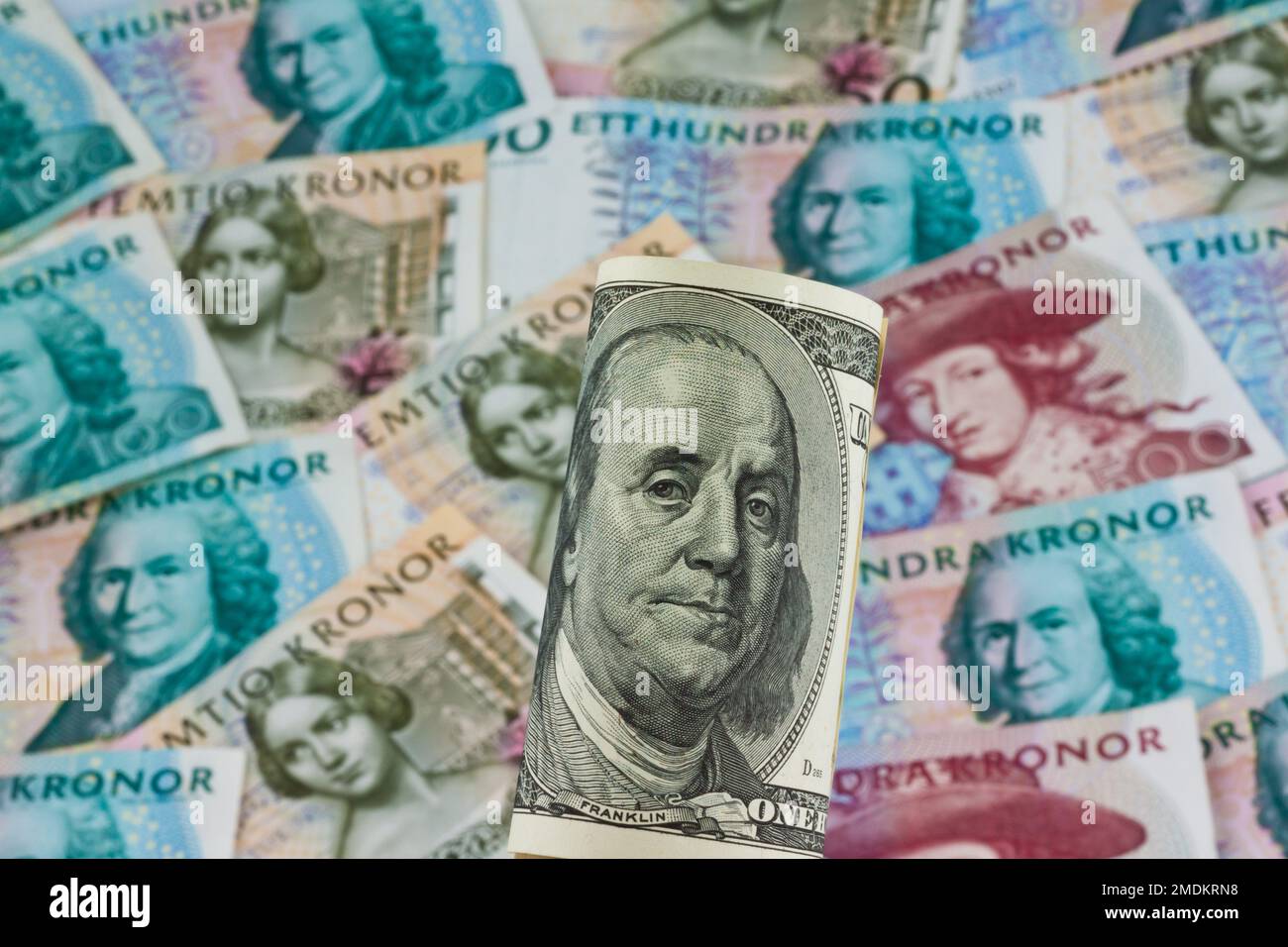 100 Dollar bill with Swedish kronors, Sweden Stock Photo Alamy