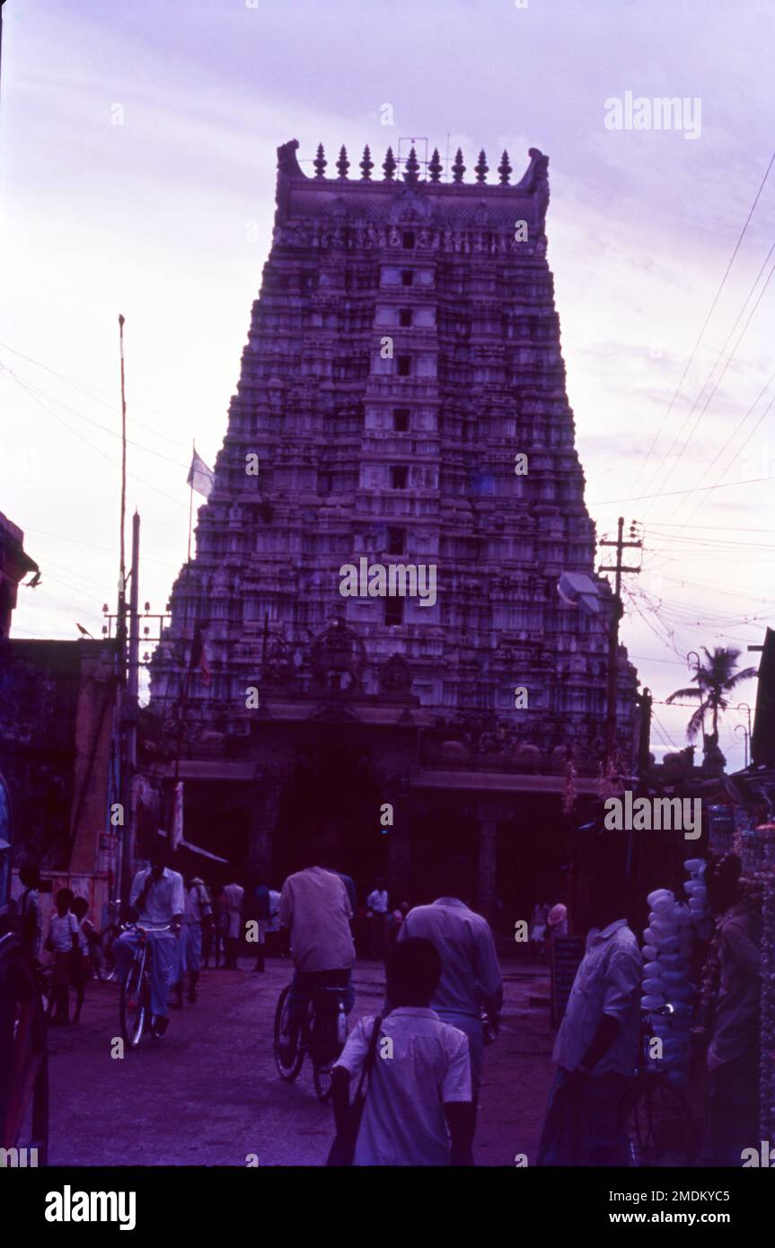 Ramanathaswamy Temple is a Hindu temple dedicated to the god Shiva located on Rameswaram island in the state of Tamil Nadu, India. Rameshwaram Temple is renowned for being a part of one of the twelve Jyotirlingas (lingam of light) of Lord Shiva in India. Stock Photo