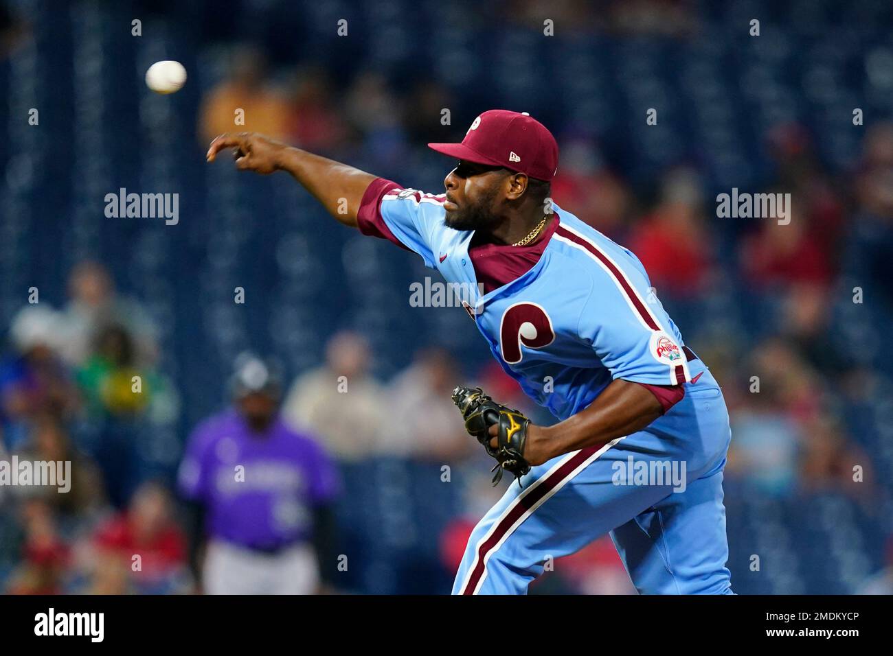 Philadelphia Phillies' Hector Neris pitches during the eighth inning of ...