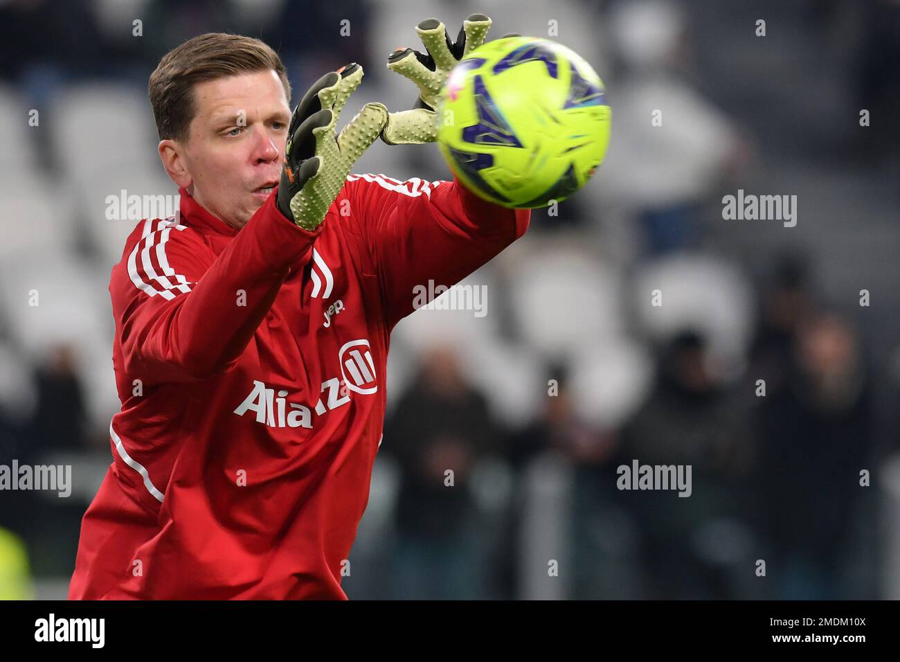 Wojciech Szczesny of Juventus FC warms up during the Serie A football match between Juventus FC and Atalanta BC at Juventus stadium in Torino (Italy), Stock Photo