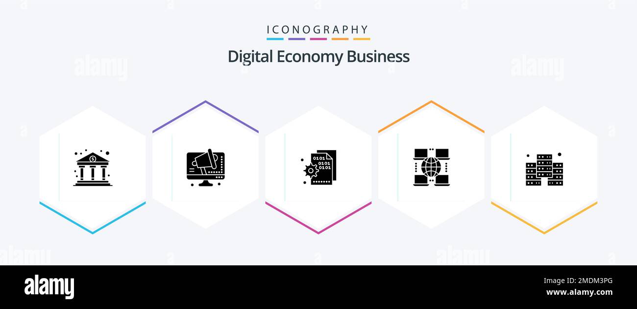Digital Economy Business 25 Glyph icon pack including economy. business