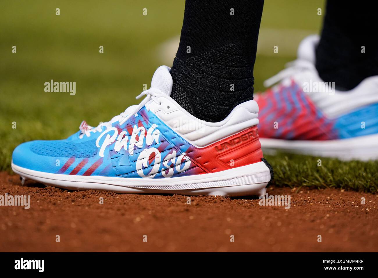 Miami Marlins second baseman Jazz Chisholm Jr. (2) wears custom Oreo cleats  during the first inning