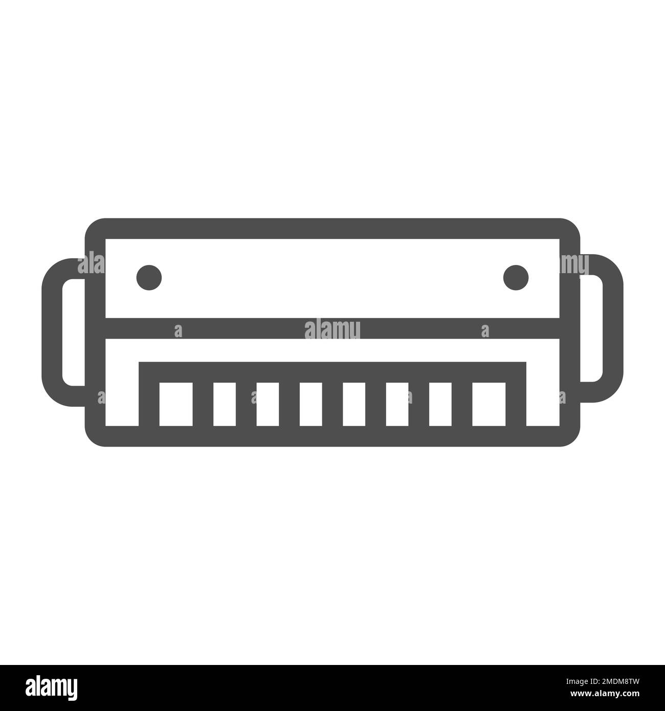 Harmonica line icon, music and blues, instrument sign, vector graphics
