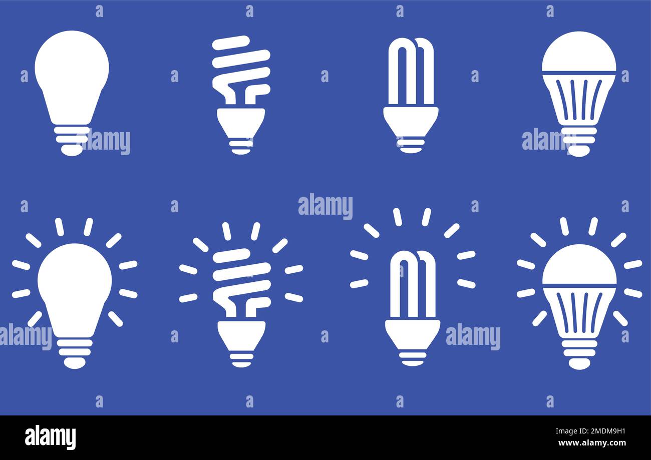 Set Light Bulb vector icon, Collection Idea icon. Lamp, Thinking