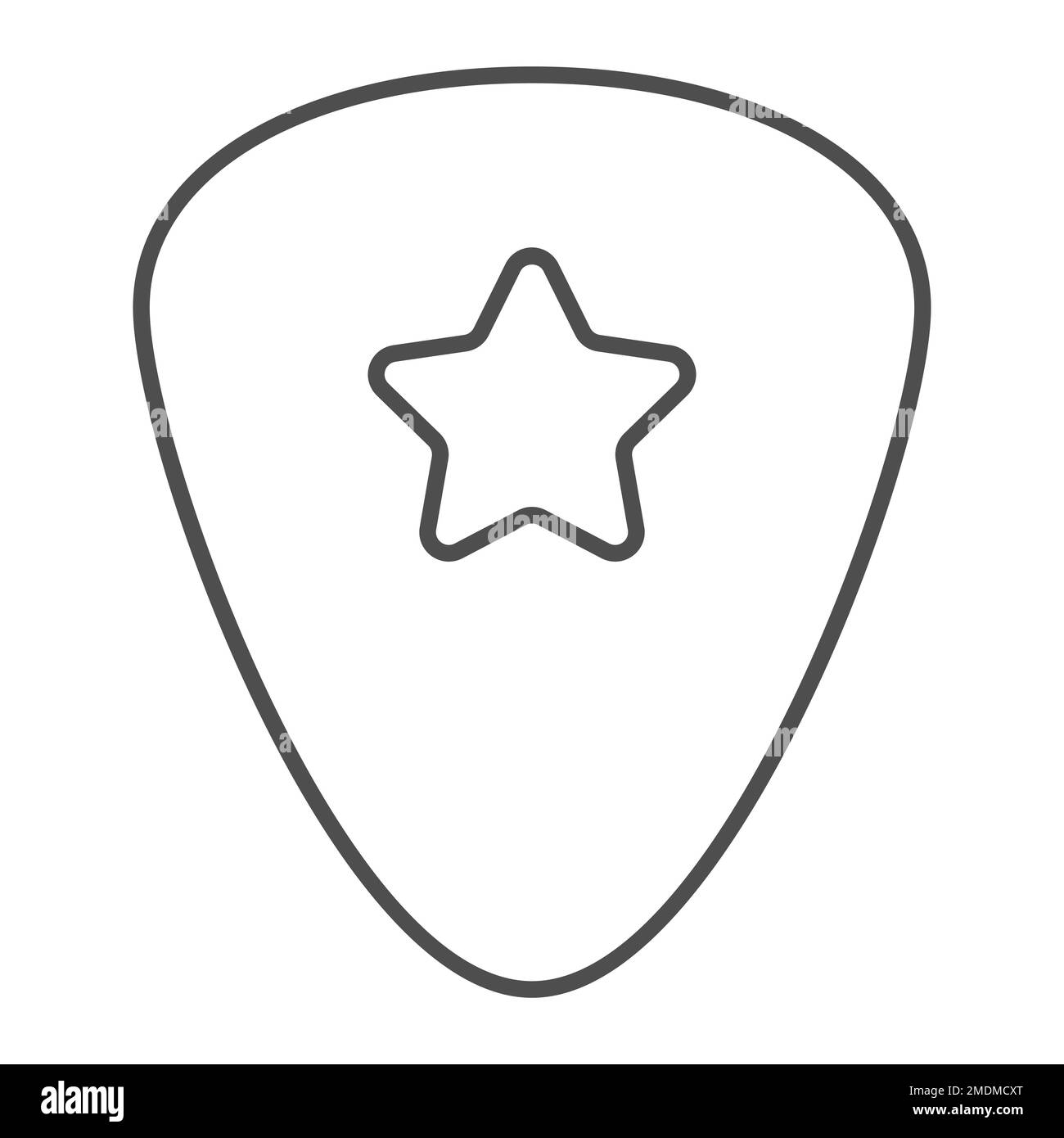 Guitar pick thin line icon, musical and plectrum, mediator sign, vector