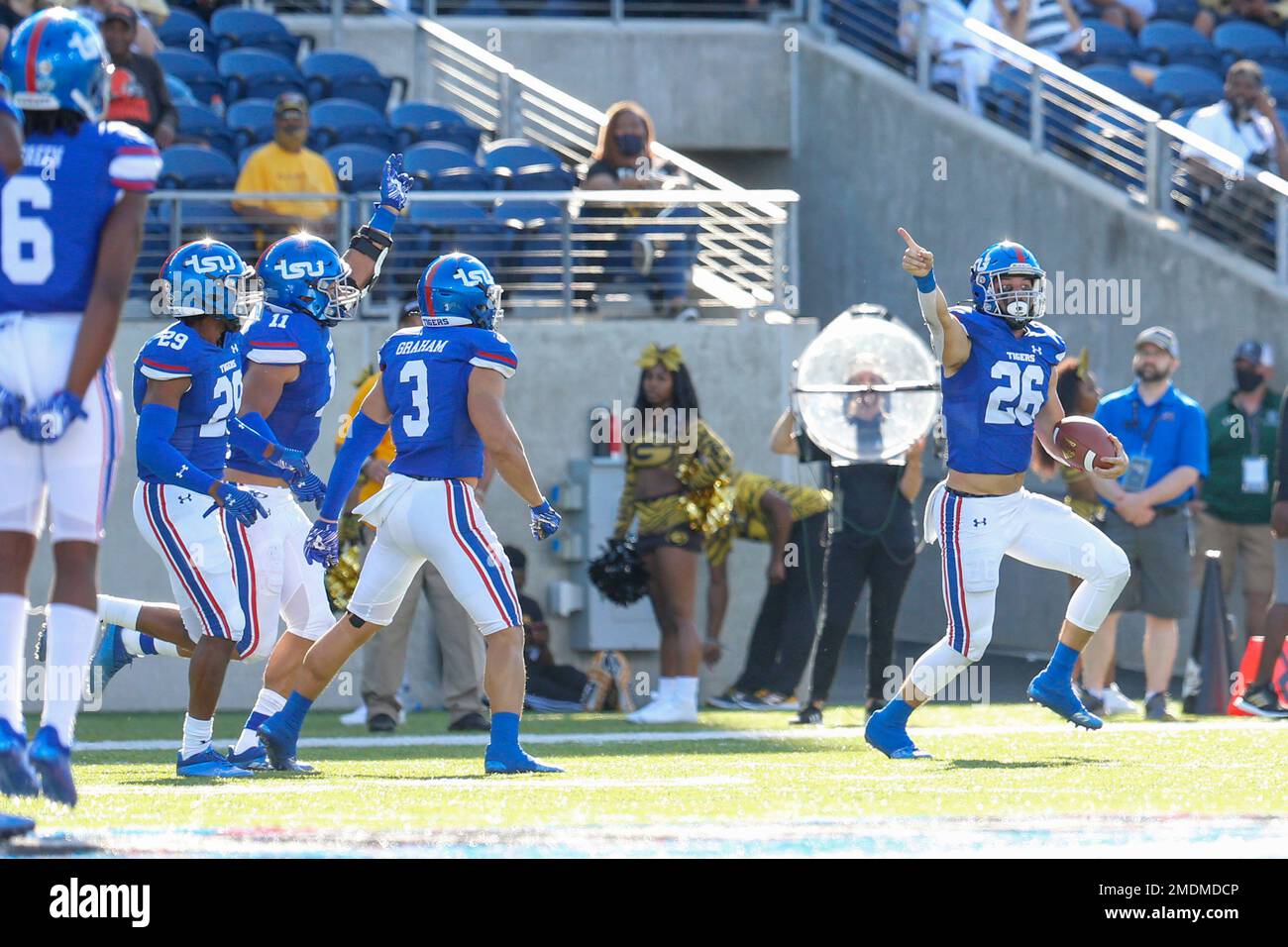 Tennessee State junior defensive back Curt McDonald (26) celebrates