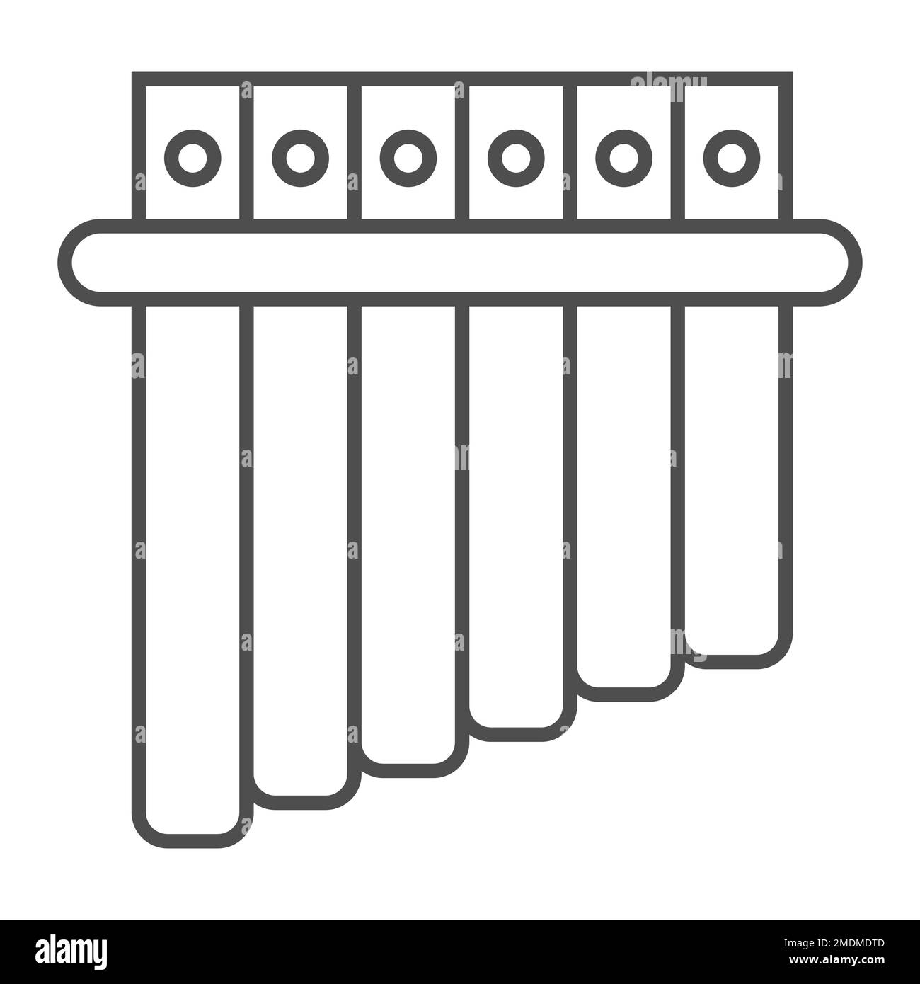 Panpipe thin line icon, musical and instrument, flute sign, vector graphics, a linear pattern on a white background, eps 10. Stock Vector