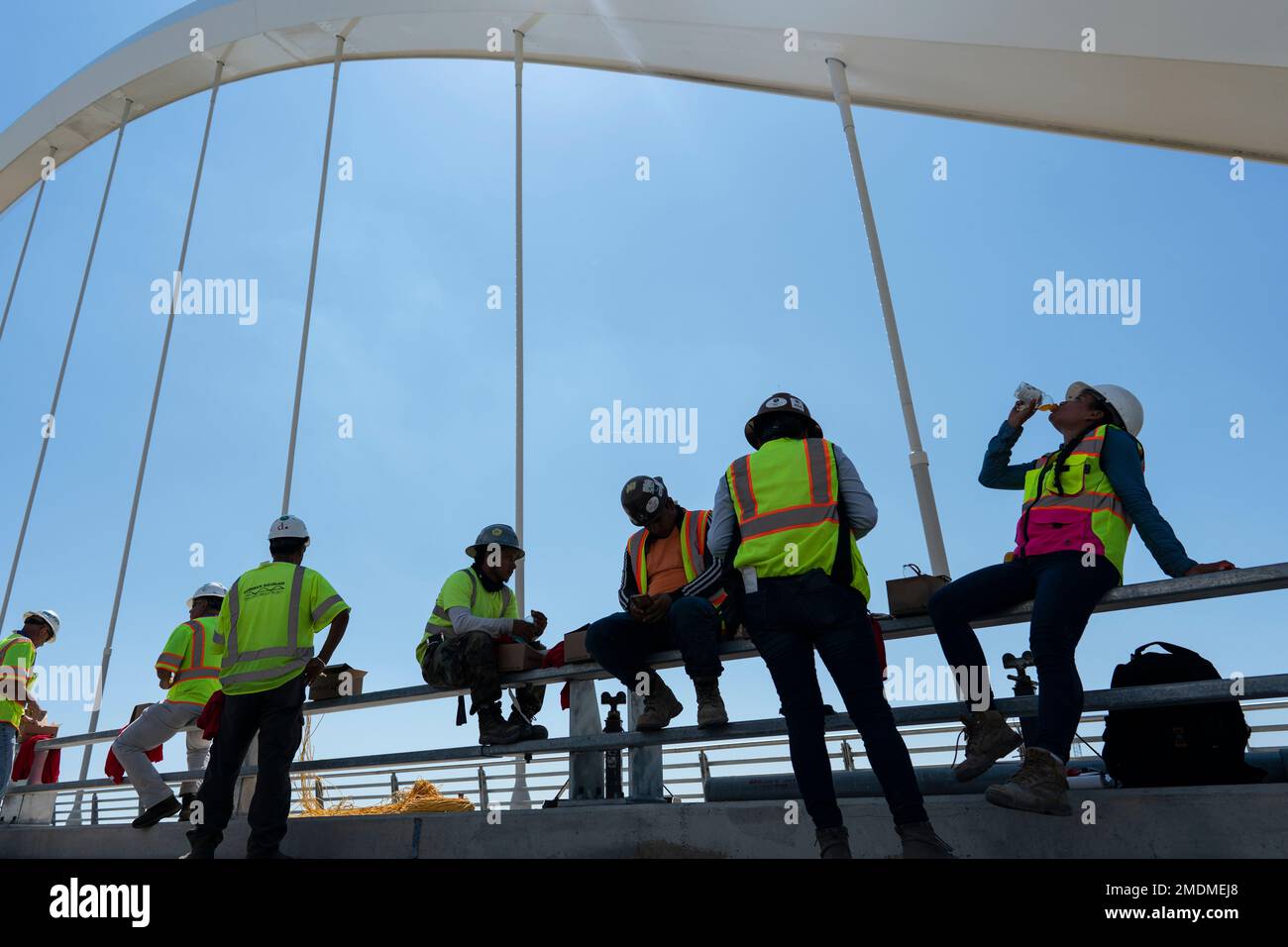 Workers take their lunch break on the new Frederick Douglass Memorial ...