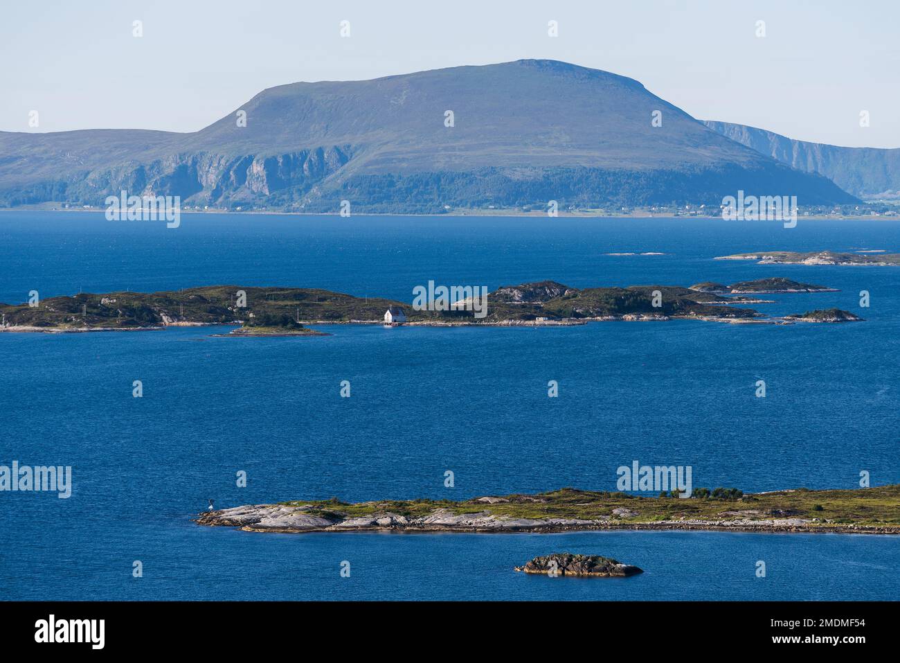 Norwegian landscape in summer. View from the mountain Aksla in the city of Alesund Stock Photo