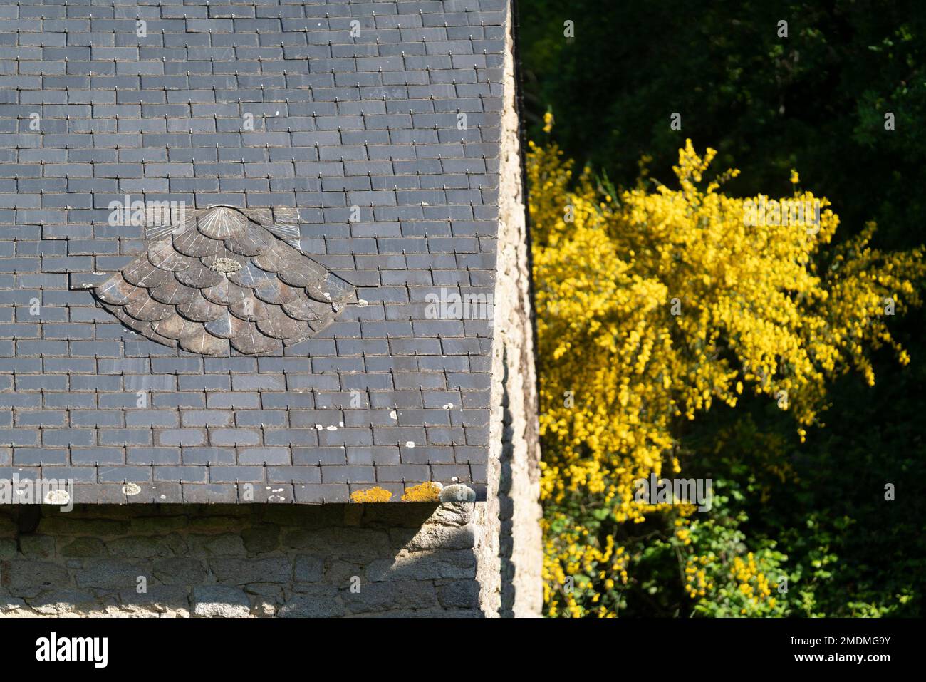 Stopping-off point of the Way of St. James (Santiago de Compostela) in Brittany (north-western France): the Farm of Bodelio, in Riec-sur-Belon. Silhou Stock Photo