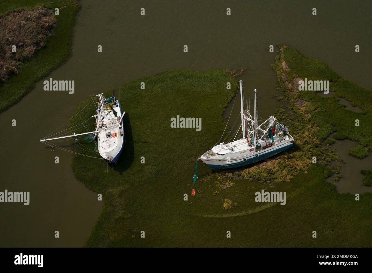 In this aerial photo, damaged ships are seen in the aftermath of