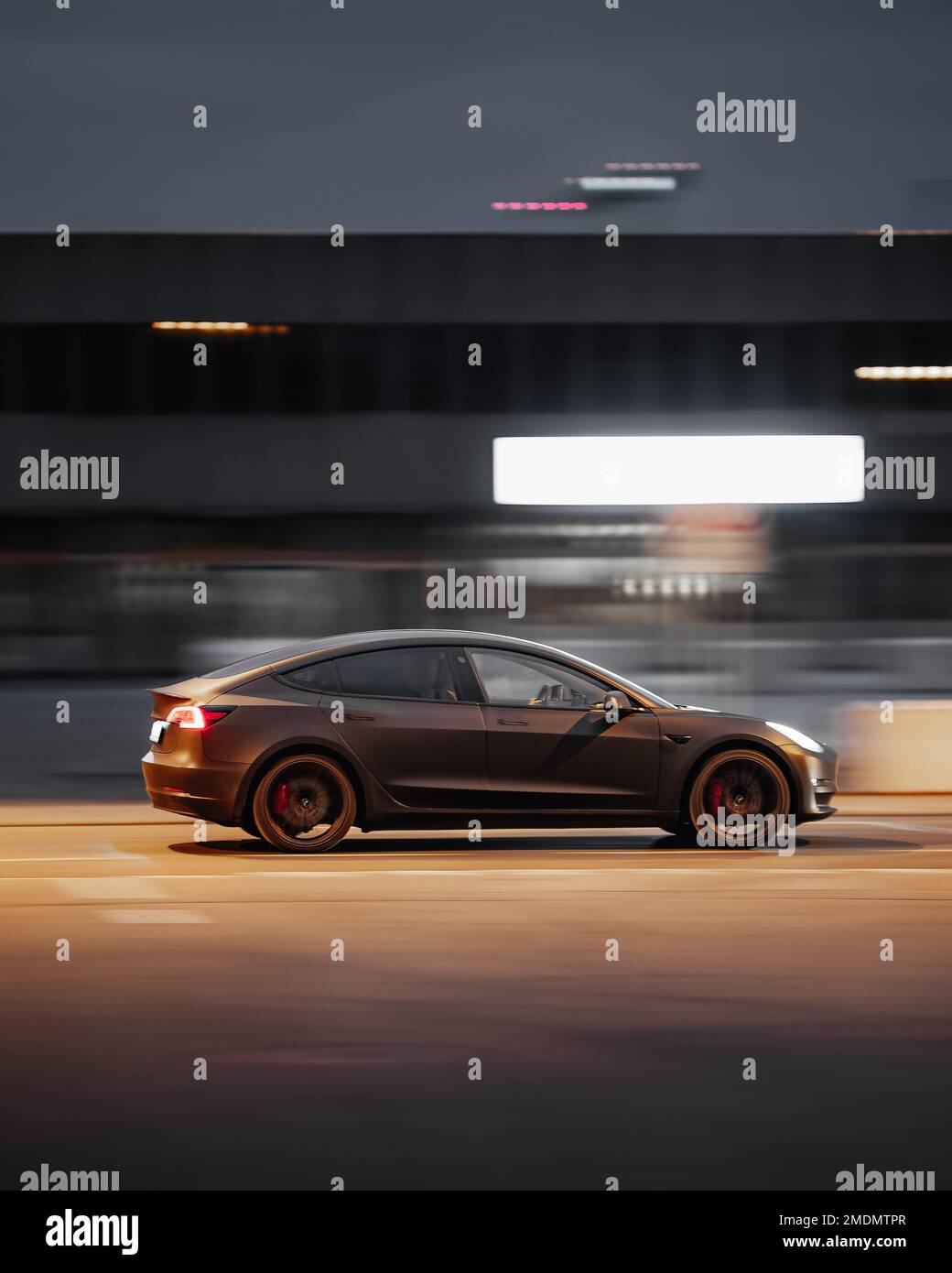 Tesla Model 3 in motion Stock Photo Alamy