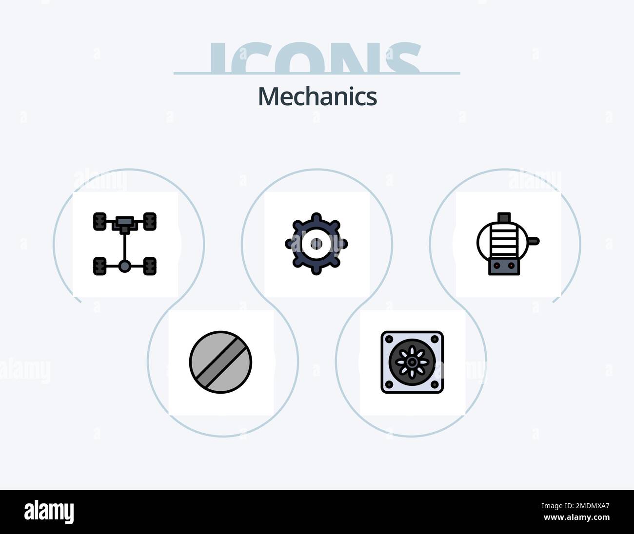 Mechanics Line Filled Icon Pack 5 Icon Design. . chassis. avatar. car