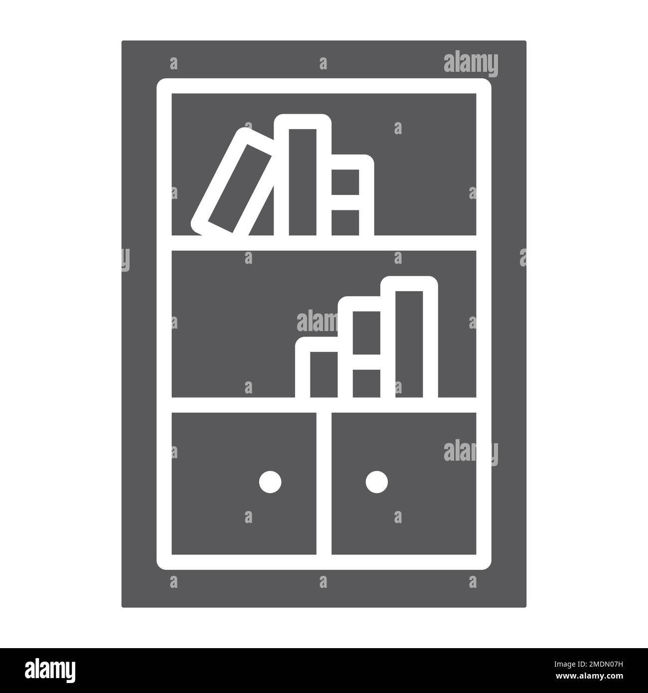 Bookshelf glyph icon, furniture and shelf, bookcase sign, vector ...