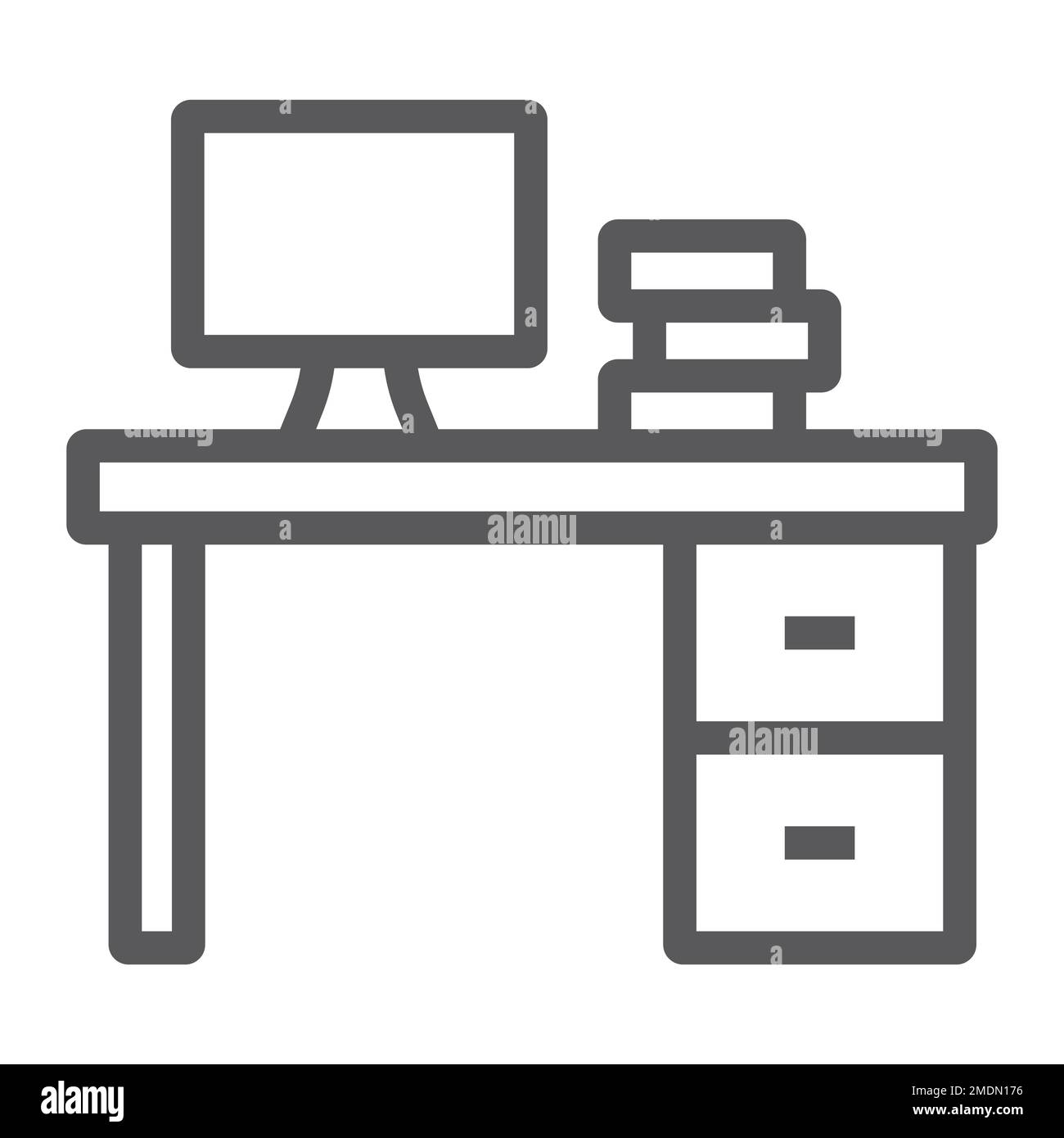 Desk line icon, furniture and office, table sign, vector graphics, a