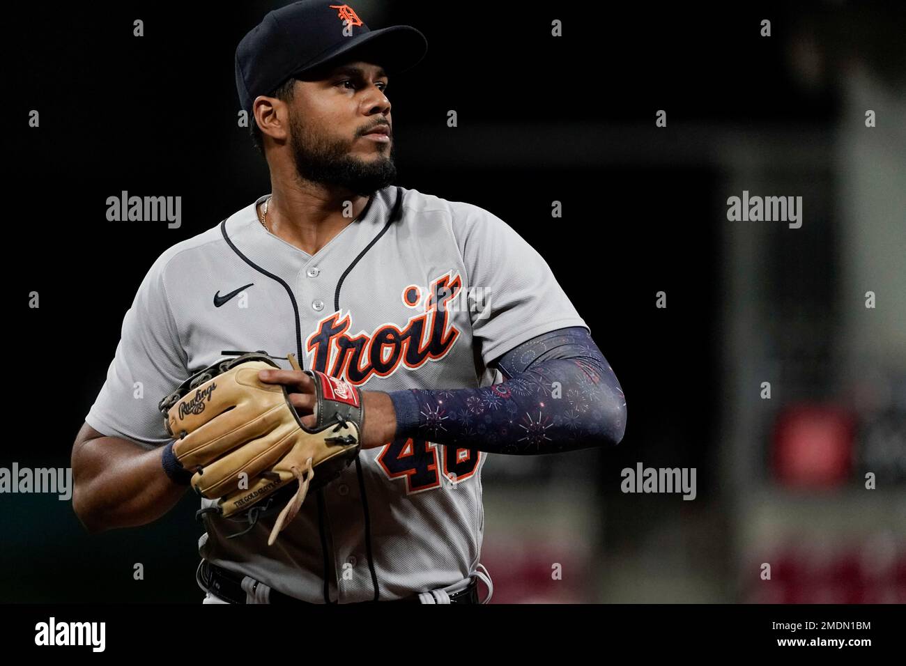 Detroit Tigers third baseman Jeimer Candelario (46) plays during a