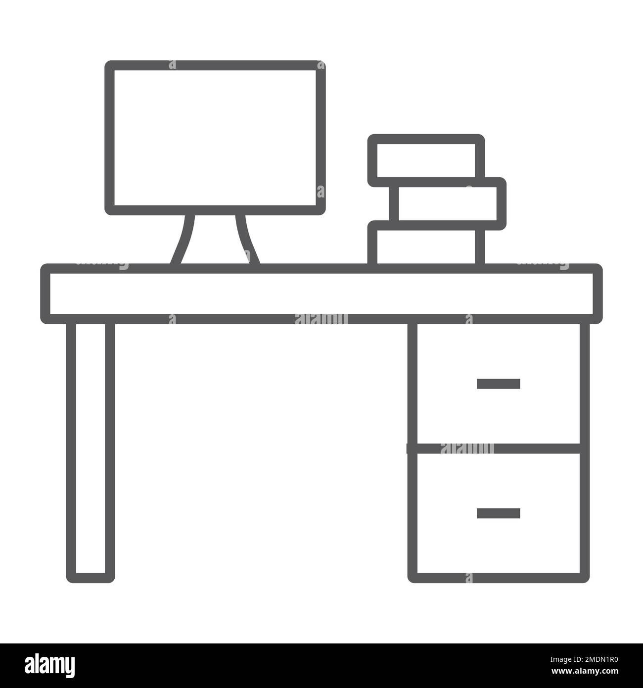 Desk thin line icon, furniture and office, table sign, vector graphics
