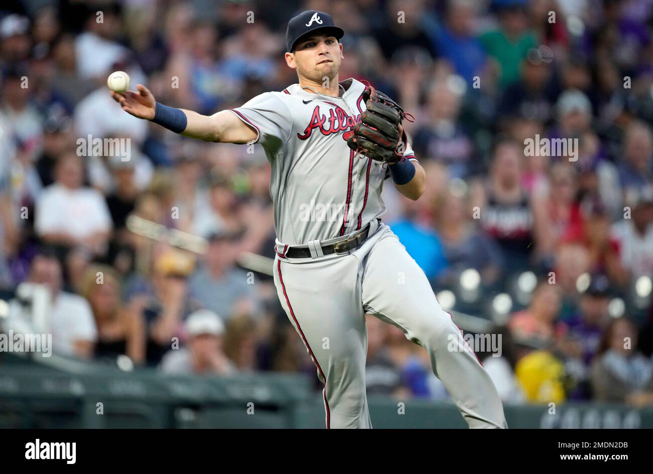 Austin Riley Third Base Atlanta Braves third baseman Austin Riley throws to first base to put ...