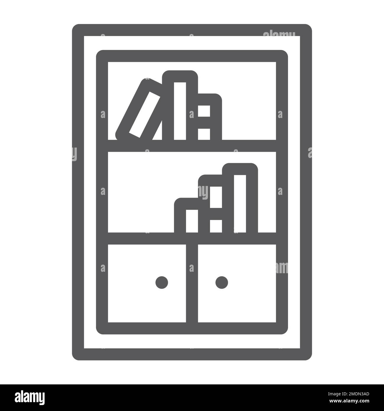 Bookshelf line icon, furniture and shelf, bookcase sign, vector