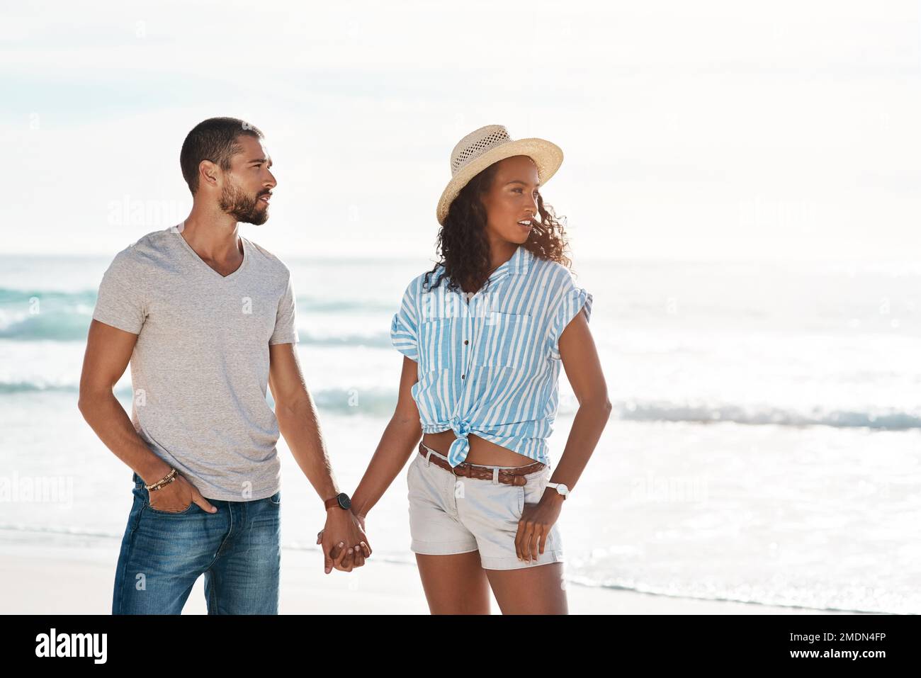 Who knows what our journey in love will lead to. a young couple enjoying some quality time together at the beach. Stock Photo