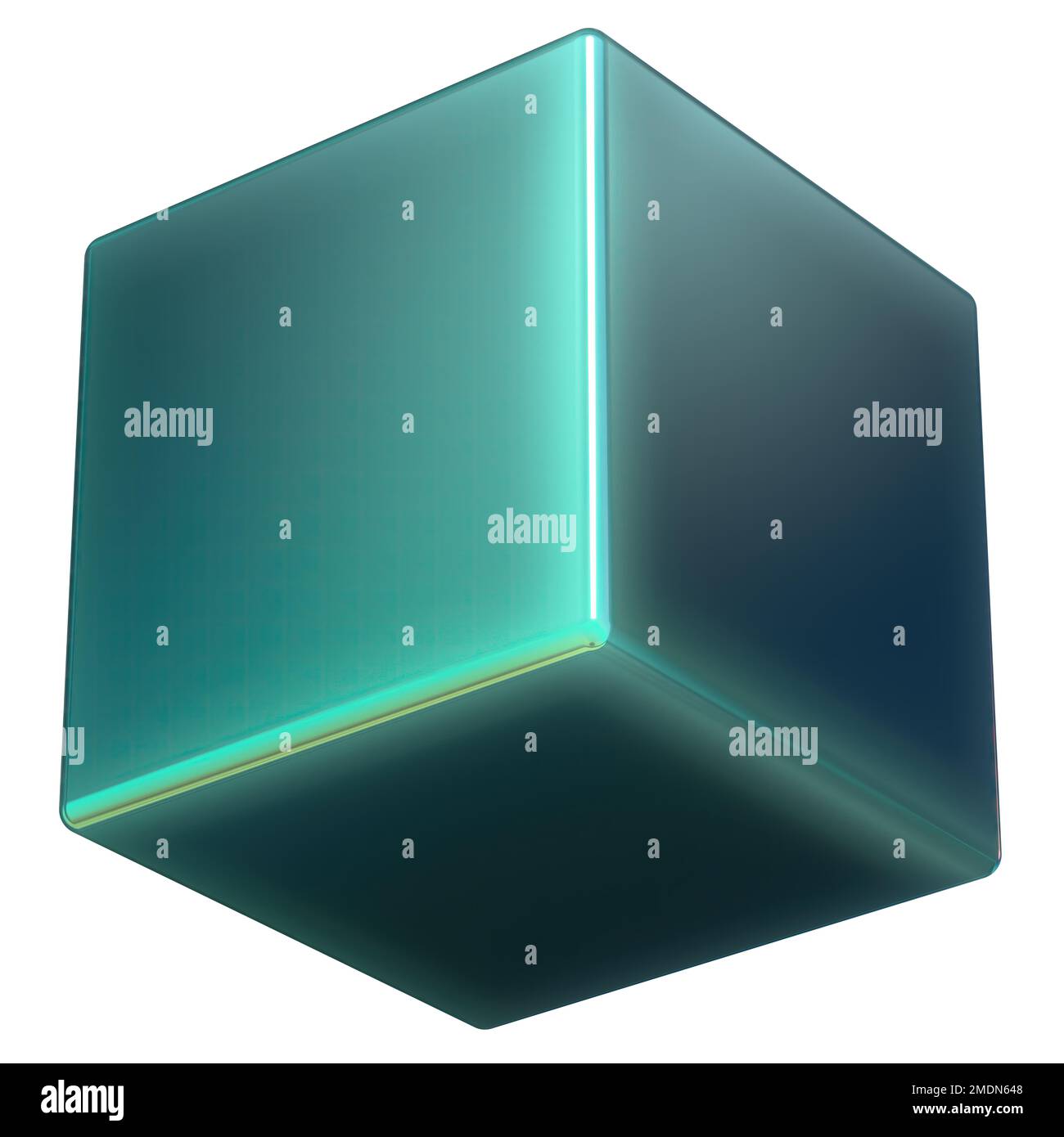Green, peeking from below SS-like textured box Abstract, dramatic, passionate, luxurious and exclusive isolated 3D rendering graphic design elemental Stock Photo