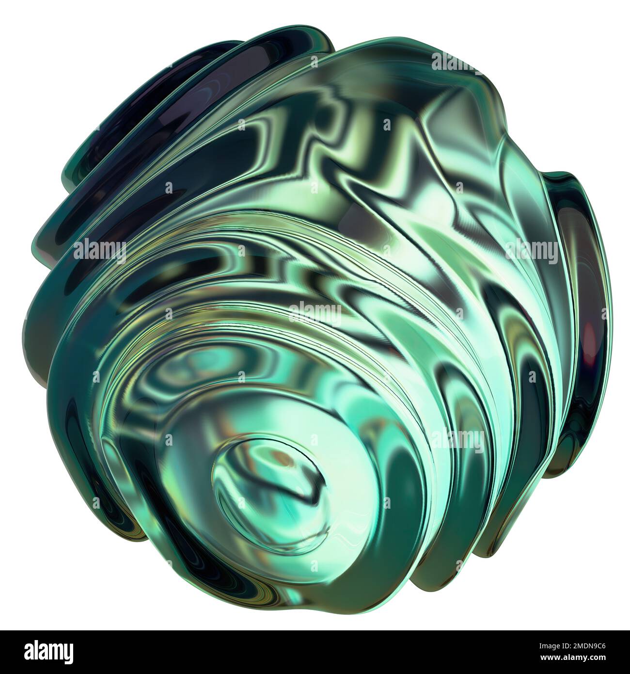 Green color Spherical geometry with organic wave-like pattern Abstract ...