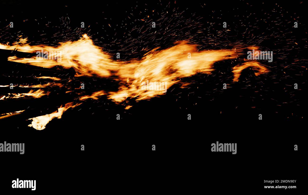 bright bonfire on the wood. fire in the forest Stock Photo - Alamy