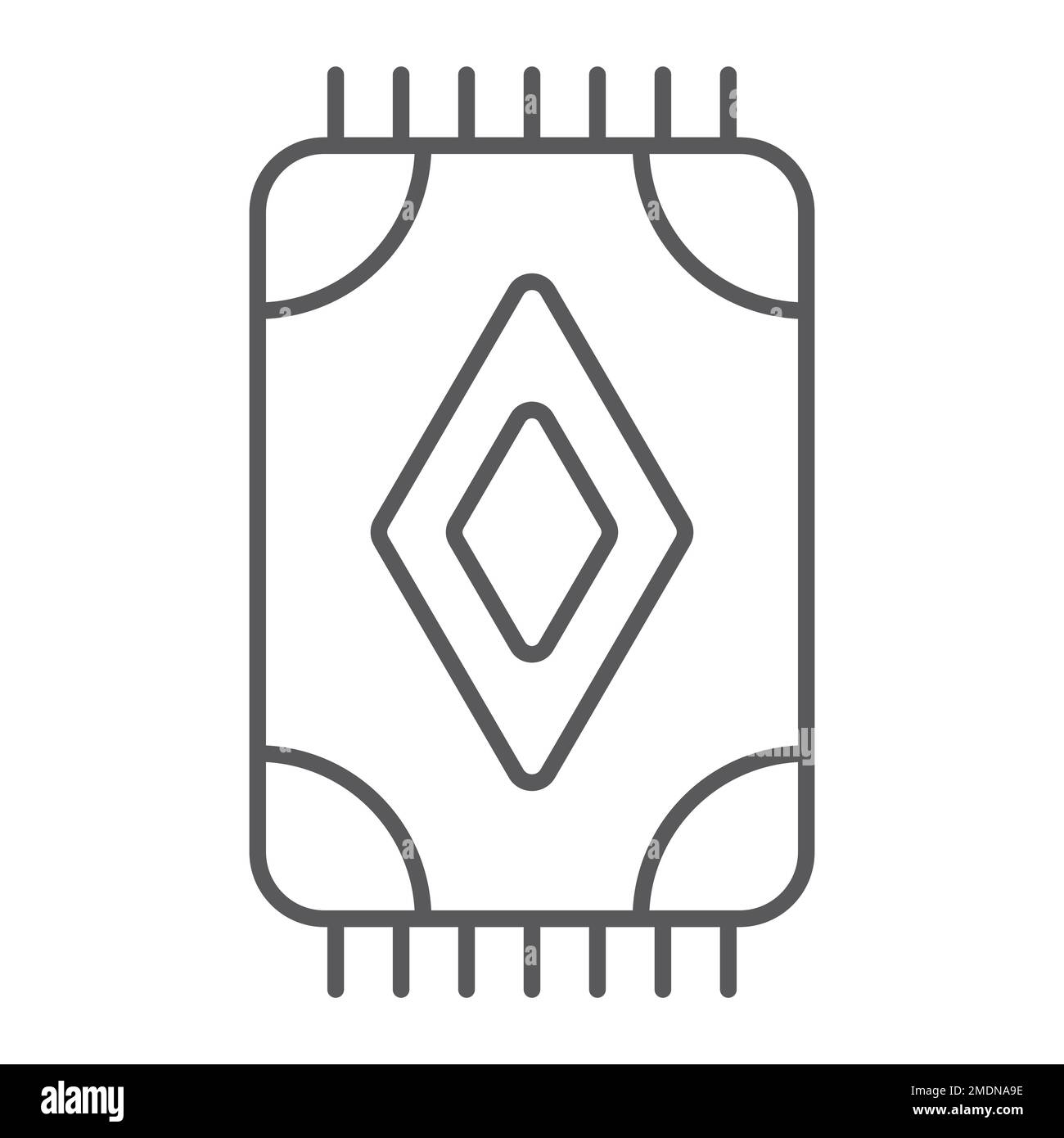 Carpet thin line icon, home and fabric, rug sign, vector graphics, a ...